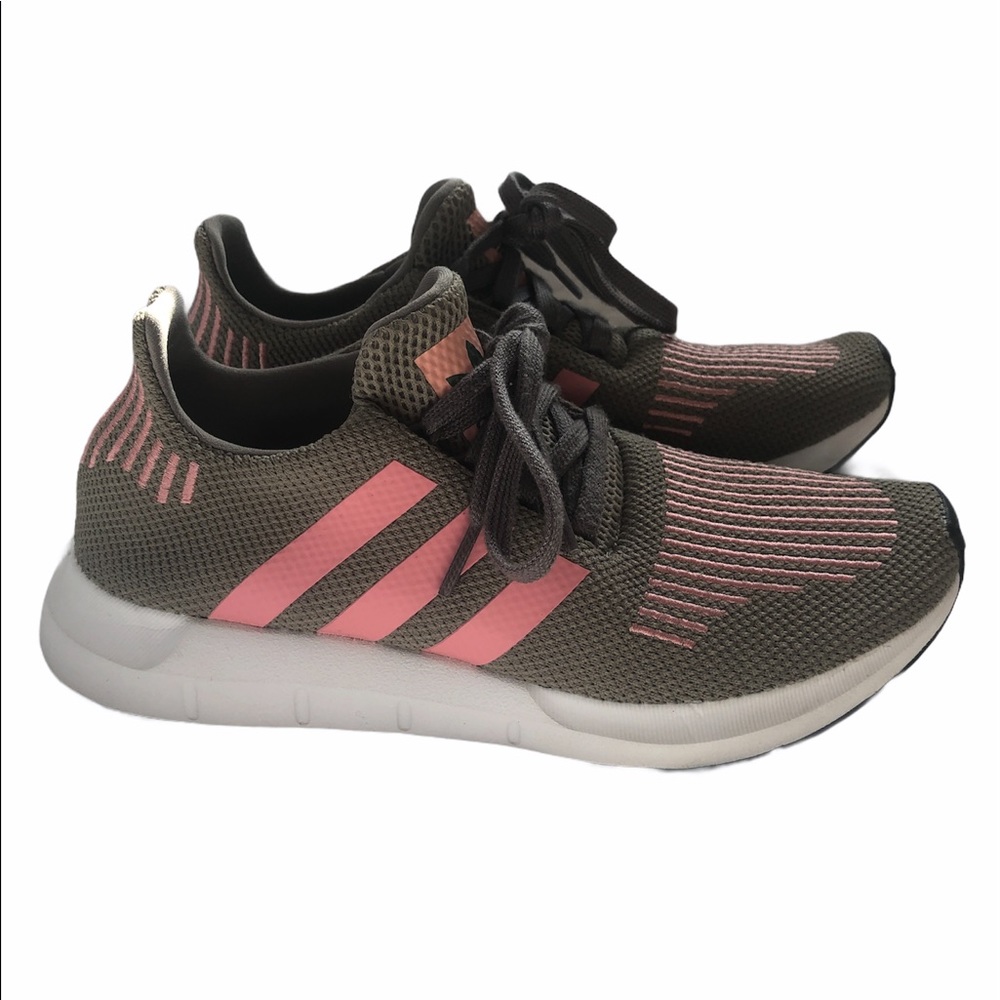 Green and pink Adidas
